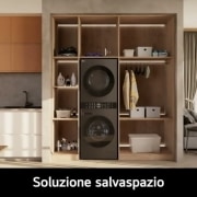 LG WashTower Colonna Bucato 12/10kg AI DD | Classe A-10% / C | Pannello unificato, TurboWash360,Pompa di calore | Nera, WT1210BBF